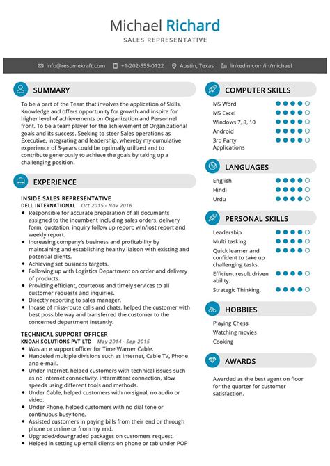 sample sales representative resume